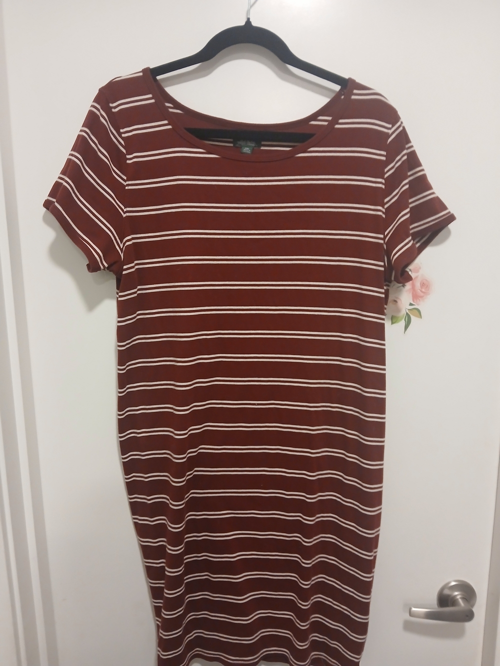 wild fable Burgundy and White Striped Short-Sleeve Shirt Size Xl